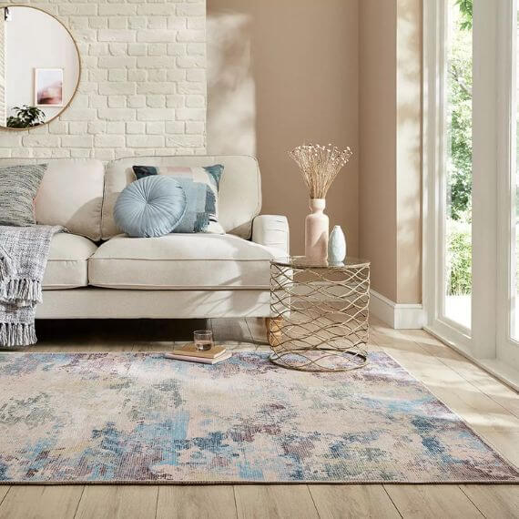 Tapis abstrait moderne lavable en machine plat Reid